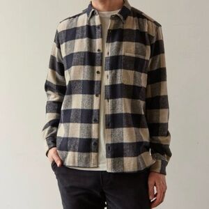 IRO Jeans Donella Soft Beige Plaid Flannel Long Sleeve Shirt With Raw Hem